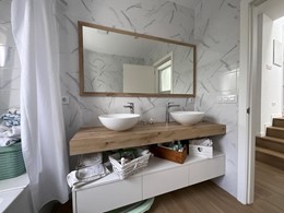 MUEBLE BAÑO COMBINADO ROBLE HERCULES CON BLANCO FENIX